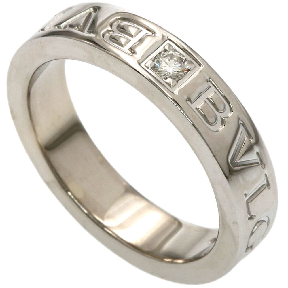 Bulgari Double Logo 1P Diamond Ring, 18K White Gold, Women's BVLGARI